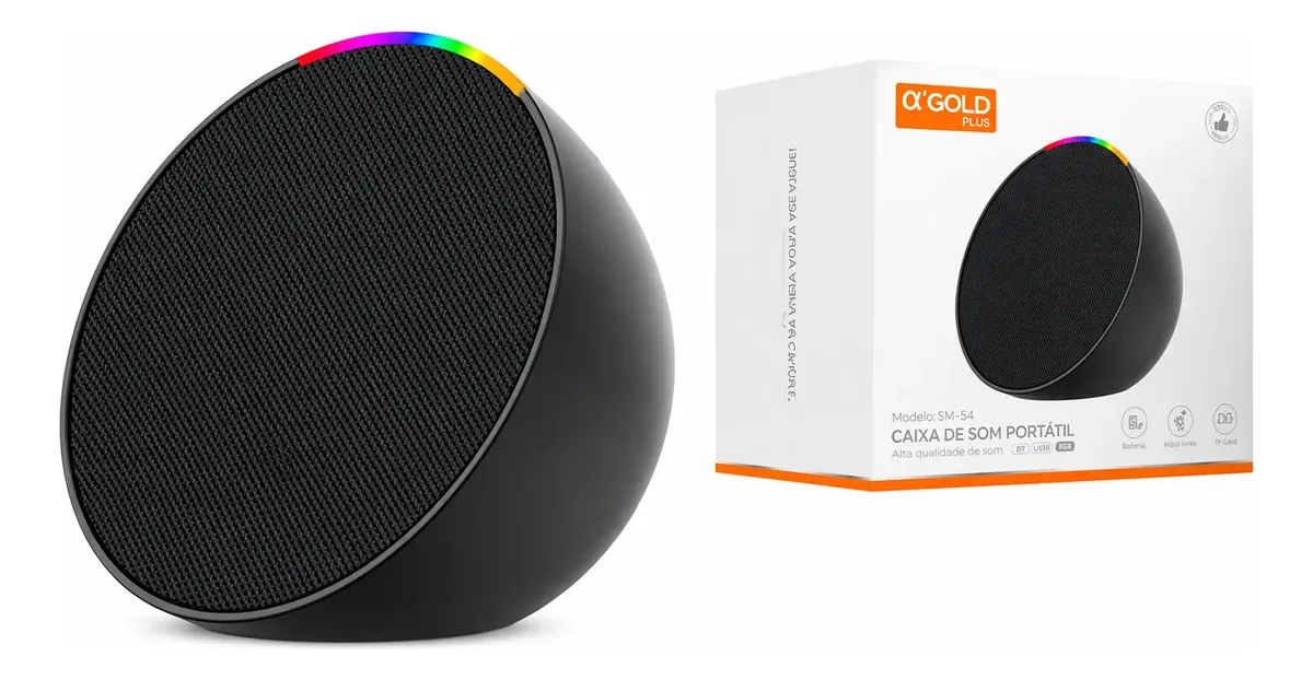 Caixa De Som Portátil Com Led Agold Sm-54 15V - imagem 2