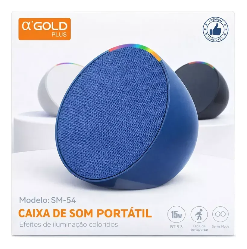 Caixa De Som Portátil Com Led Agold Sm-54 15V