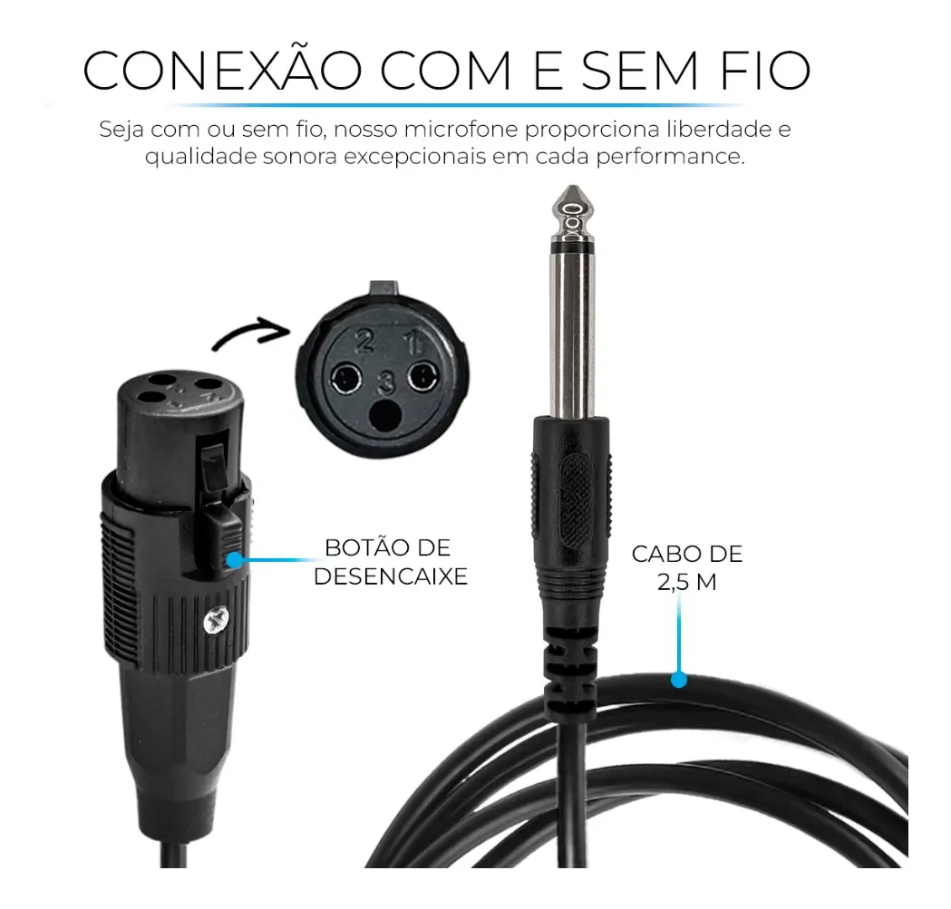 Microfone Dinamico Sem Fio Kpabom Ka-M86 - imagem 3