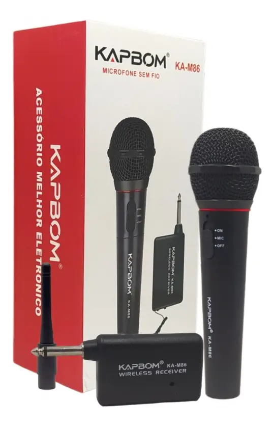 Microfone Dinamico Sem Fio Kpabom Ka-M86