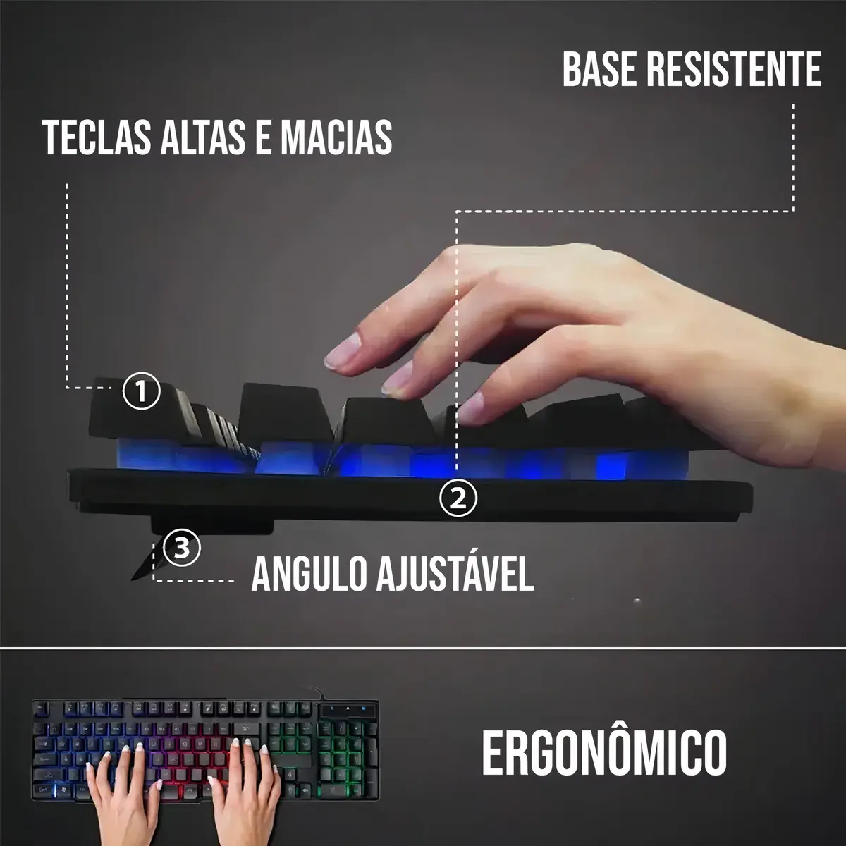 Teclado Batler Gamer Com Led Rgb Exbom Bk-151C - imagem 6