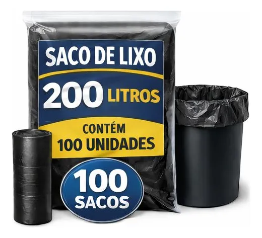 Saco De Lixo 200 Litros Reforçado, Embalagem Com 100 Unidades - imagem 2