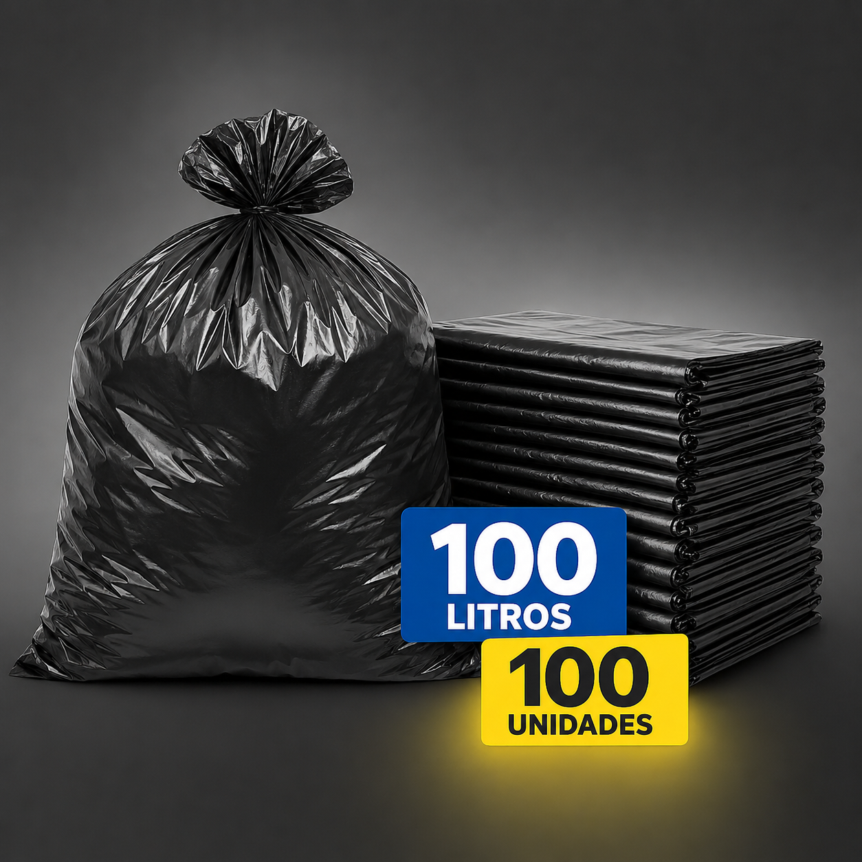 Saco De Lixo 100 Litros Reforçado, Embalagem Com 100 Unidades