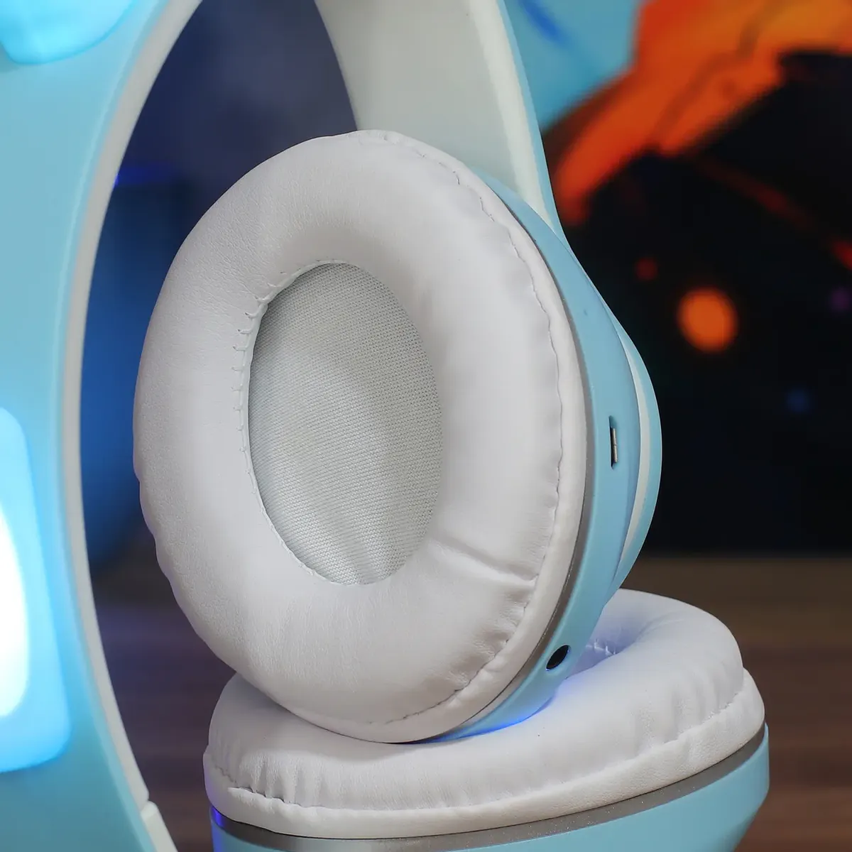 Headset Bluetooth 5.0 Wireless Orelha De Gatinho Onistek - On-Fn633 Azul - imagem 4
