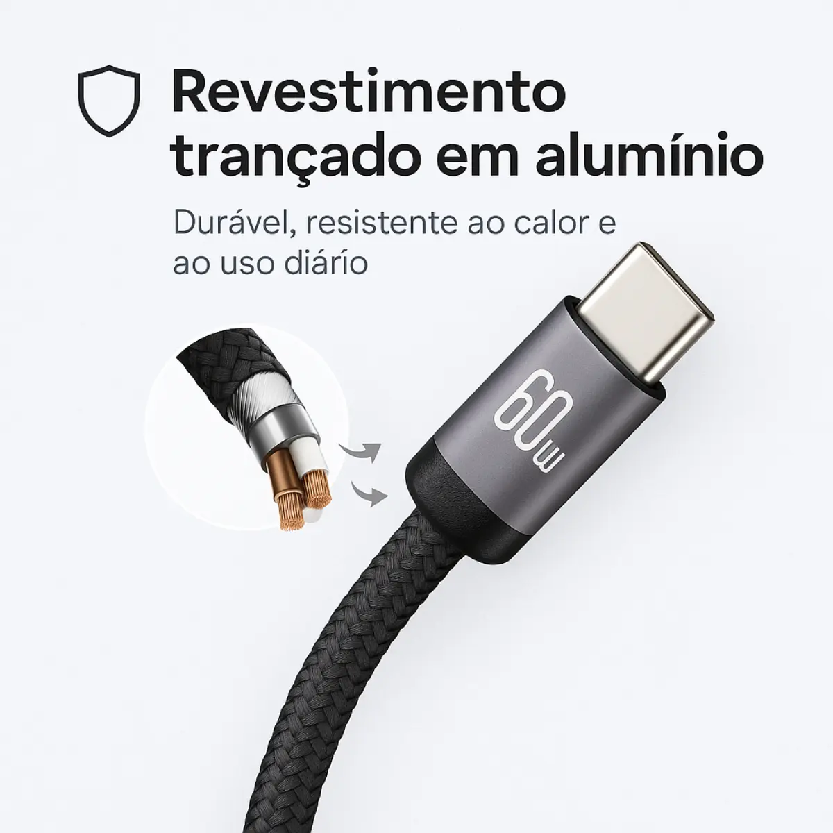 Cabo De Dados Tipo-C Para Tipo-C 1M 60W A´gold Cb 131 - imagem 7
