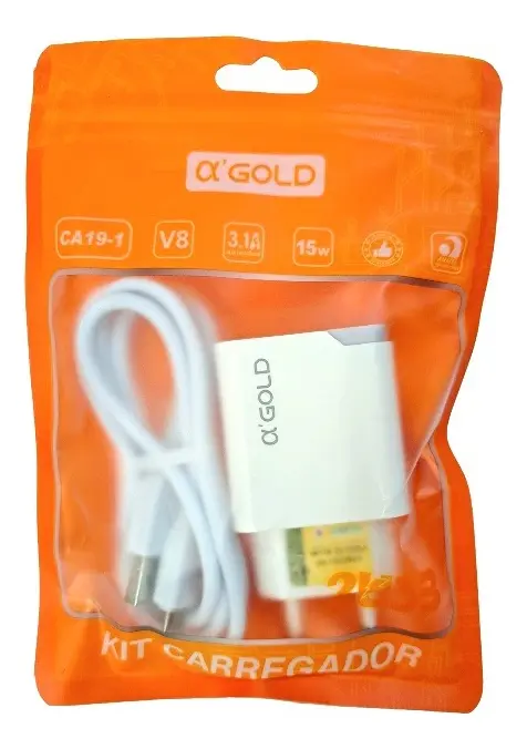 Kit Carregador Para Iphone Com 2 Portas Usb 1M 3.1A 15W A´gold Ca01-6