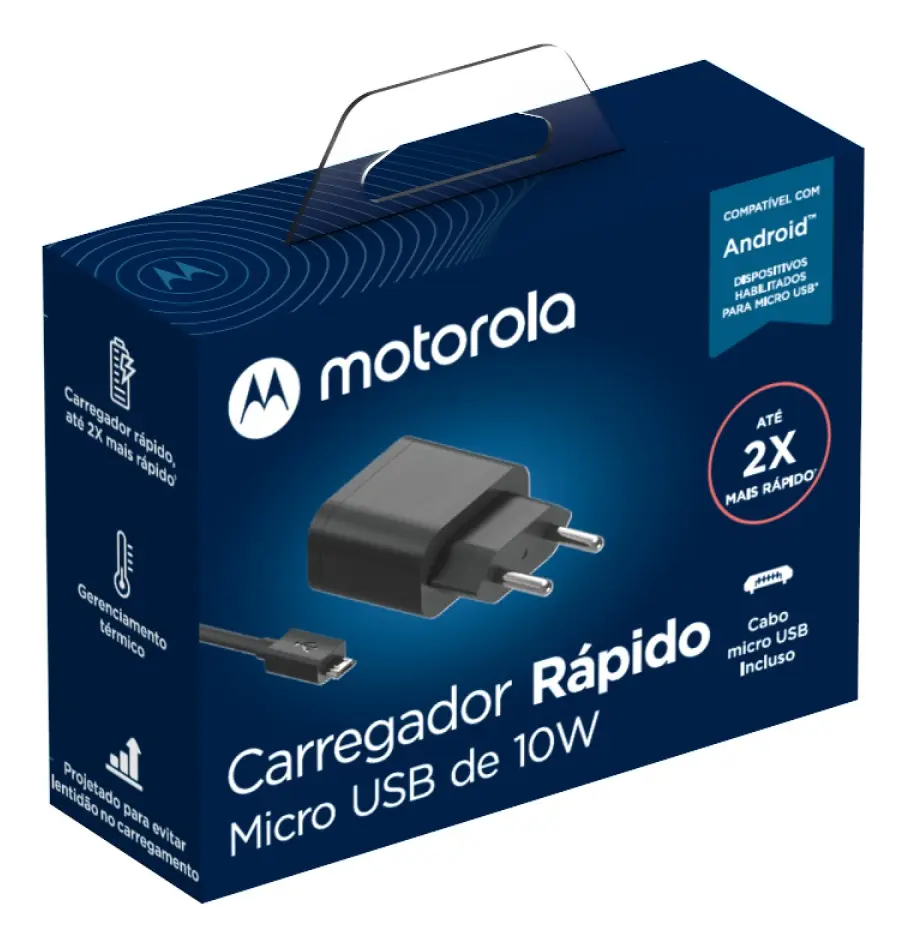 Carregador Rapido Motorola Micro Usb De 10W