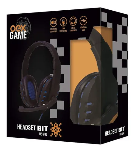 Headset Gamer Bit Usb Oex Hs-206  Preto/Azul - imagem 6