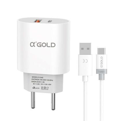 Kit Carregador Turbo 40W Com Dupla Porta Usb‑C E Usb