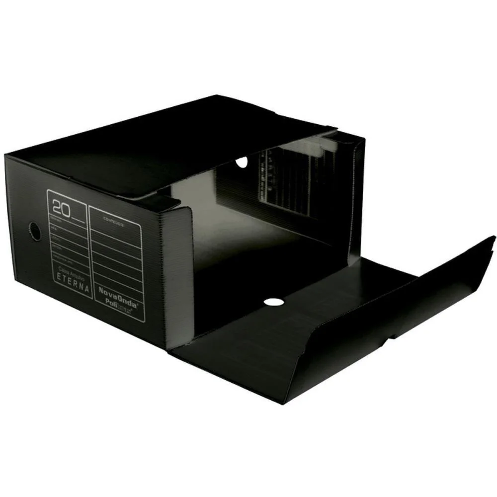 Arquivo Morto Polipropileno Novaonda Gigante Preto 39X18X3 Polibras (Pct.c/10)