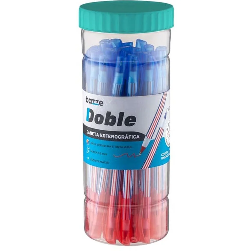 Caneta Esferografica Bazze Doble Bicolor Az/Vm Summit (Pote-24)