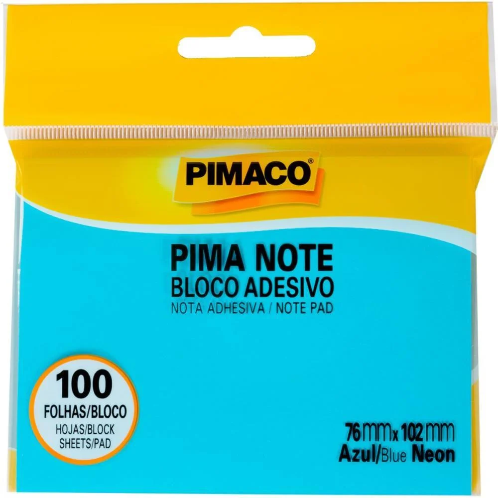 Bloco De Recado Autoadesivo Pimanote Azul 76X102Mm 100Fls Pimaco (Unidade)