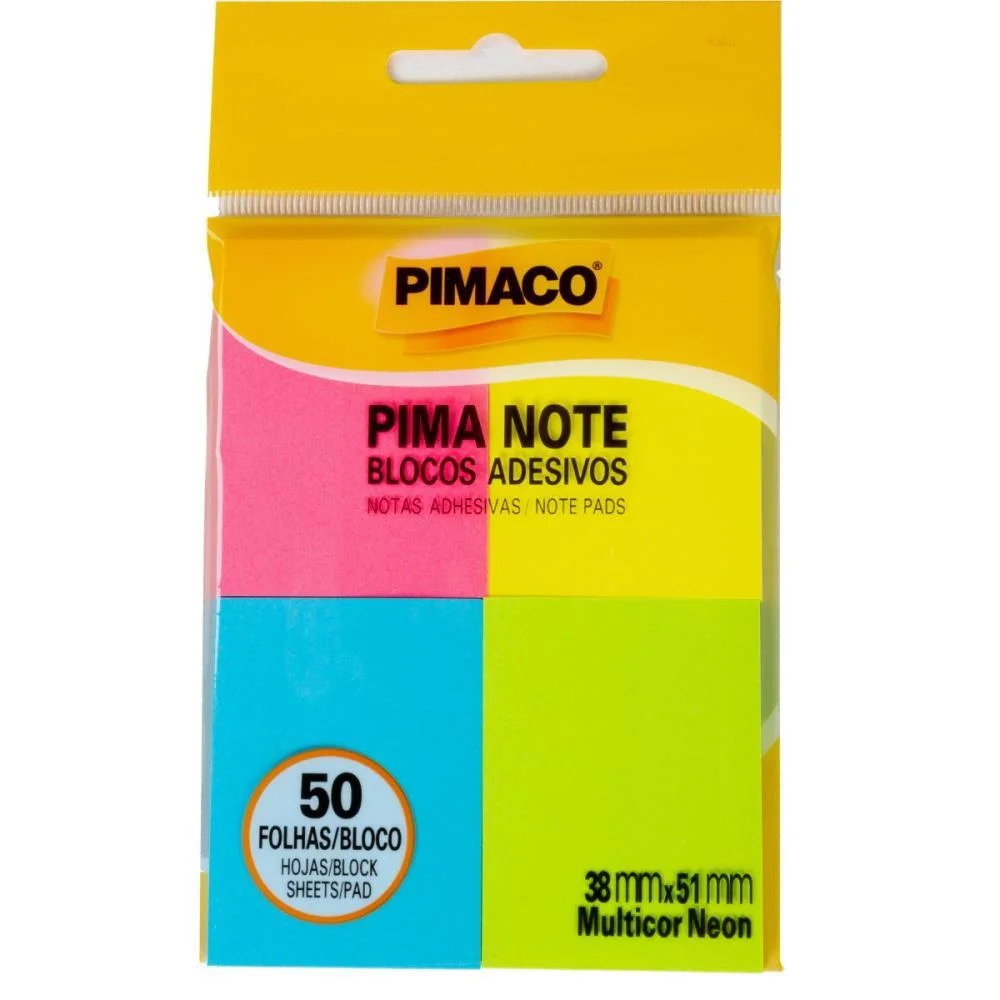 Bloco De Recado Autoadesivo Pimanote Sortidos 38X51Mm 50Fl Pimaco (Unidade)