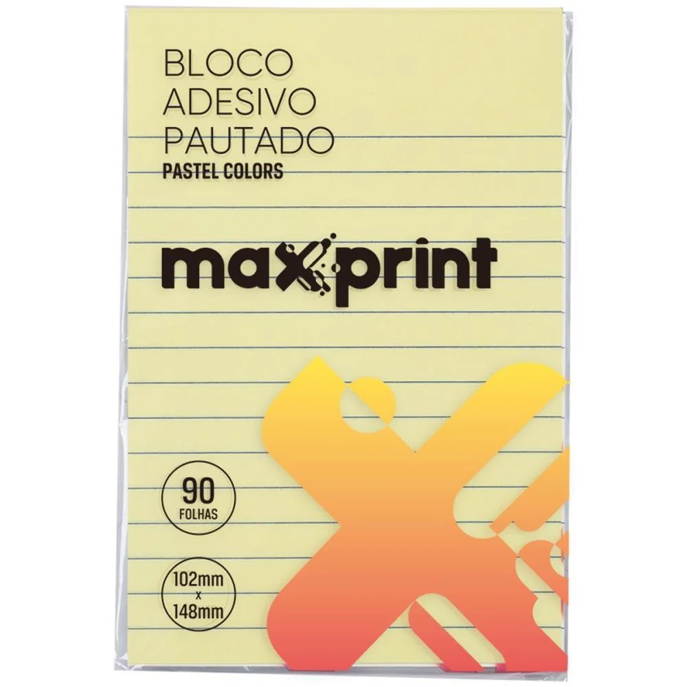 Bloco De Recado Autoadesivo 148X102Mm Pautado Pastel Color Maxprint (Unidade)