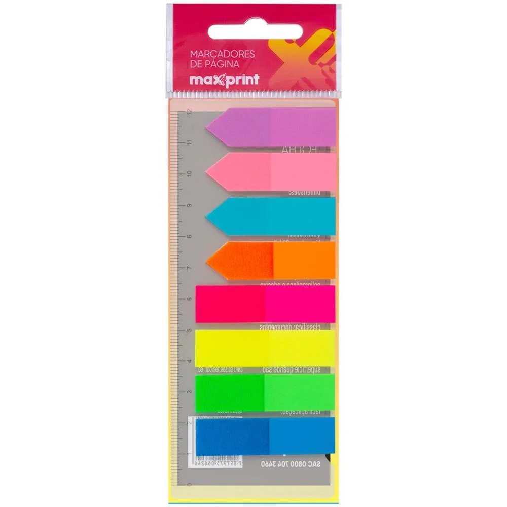 Bloco Marcador Pagina Adesivo 45X12Mm Max Neon 8 Cores 200F Maxprint (Unidade)