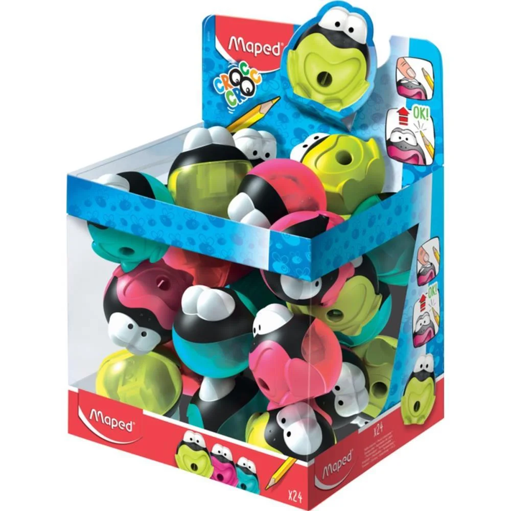 Apontador Com Deposito Croc Croc Sapo 3Cores Maped (Dp.c/24)