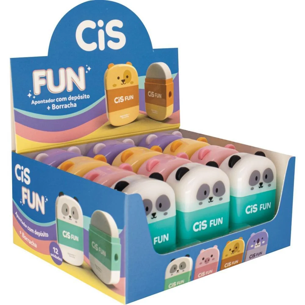 Apontador Com Deposito Decor. Cis Fun C/Borracha 4 Modelos Sertic (Dp.c/12)