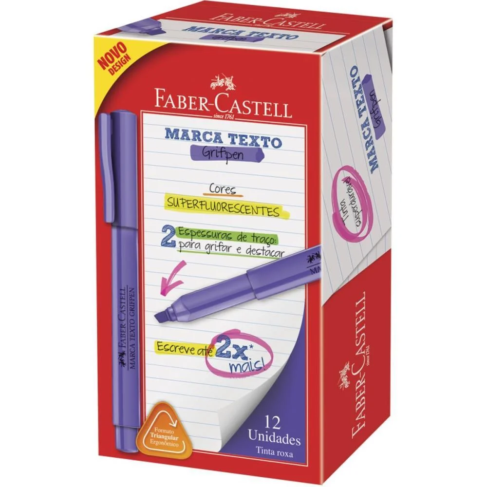 Caneta Marca Texto Grifpen Roxa Faber-Castell (Cx.c/12)
