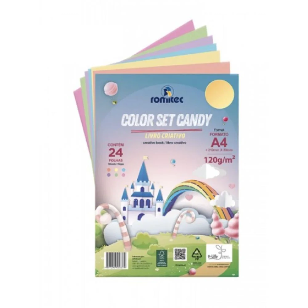 Bloco Para Educacao Artistica Color Set Candy C/Liv.120G 24F Romitec (Unidade)