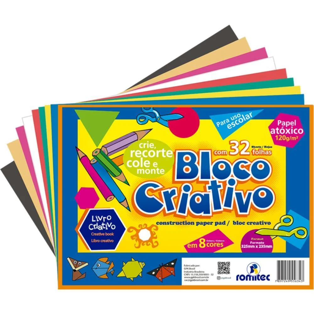 Bloco Para Educacao Artistica Criativo C/Livr.8C A4 120G 32F Romitec (Unidade)