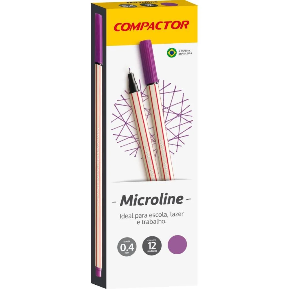 Caneta Com Ponta Porosa Microline 0,4Mm Lilas Compactor (Cx.c/12)