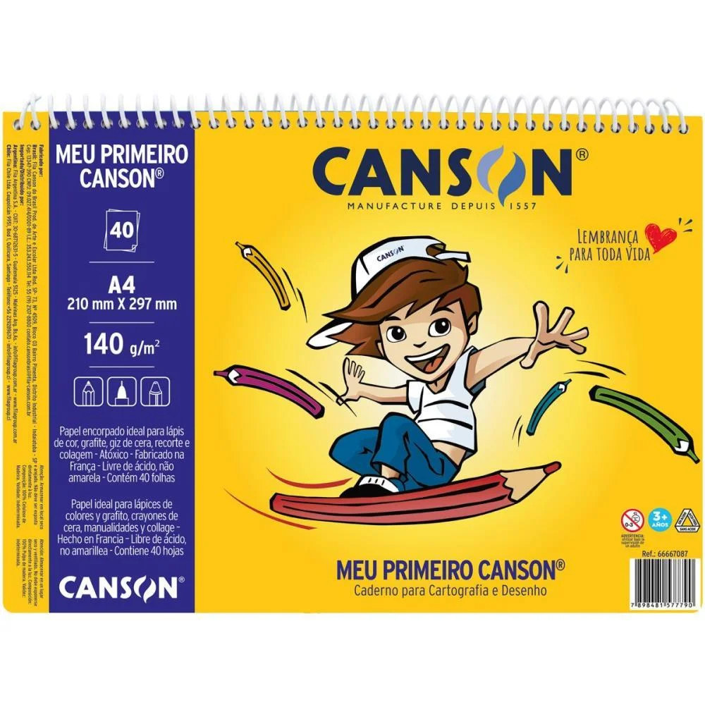 Bloco Para Educacao Artistica Meu Primeiro Canson 40F A4 140 Canson (Unidade)