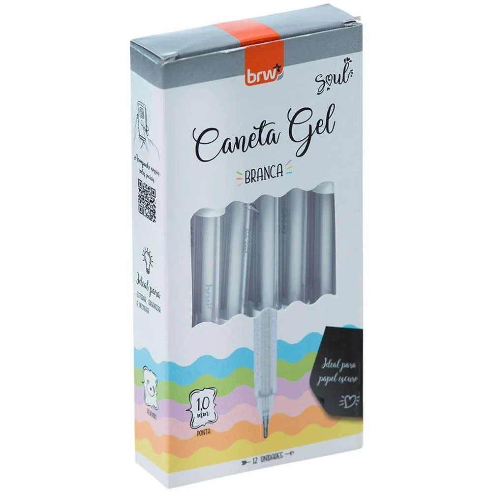 Caneta Gel 1.0Mm Branca Brw (Cx.c/12)