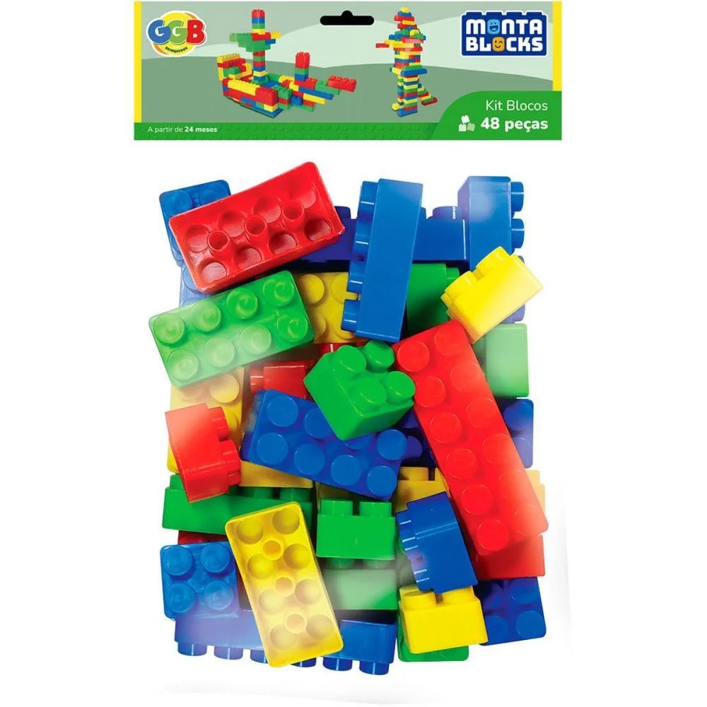 Brinquedo Para Montar Blocos 48 Pecas Ggb Plast (Pacote)