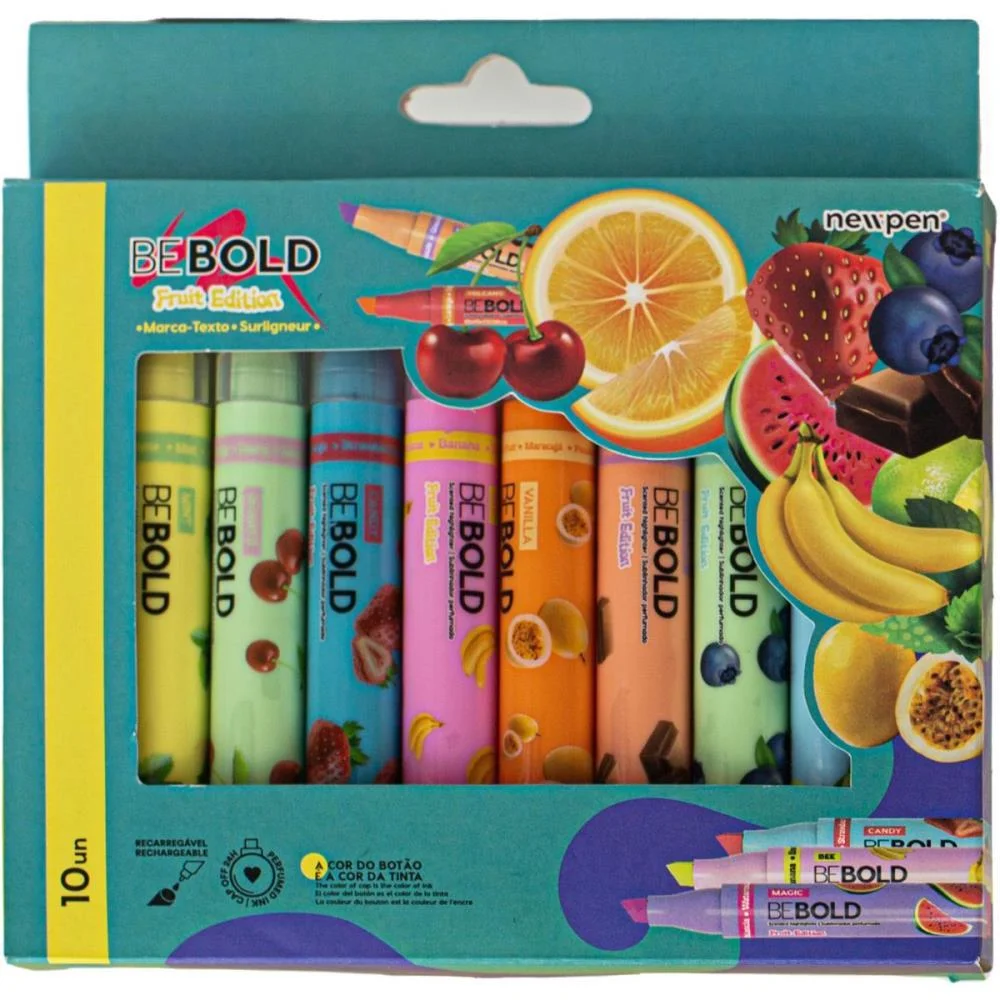 Caneta Marca Texto Bebold Fruits C/10 Cheirinhos Newpen (Estojo)