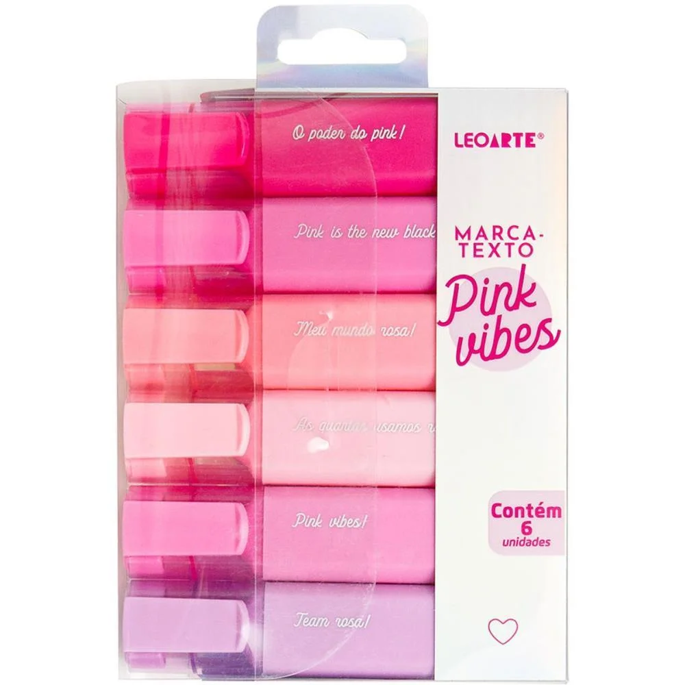 Caneta Marca Texto Pink Vibes 6 Cores Leonora (Estojo)