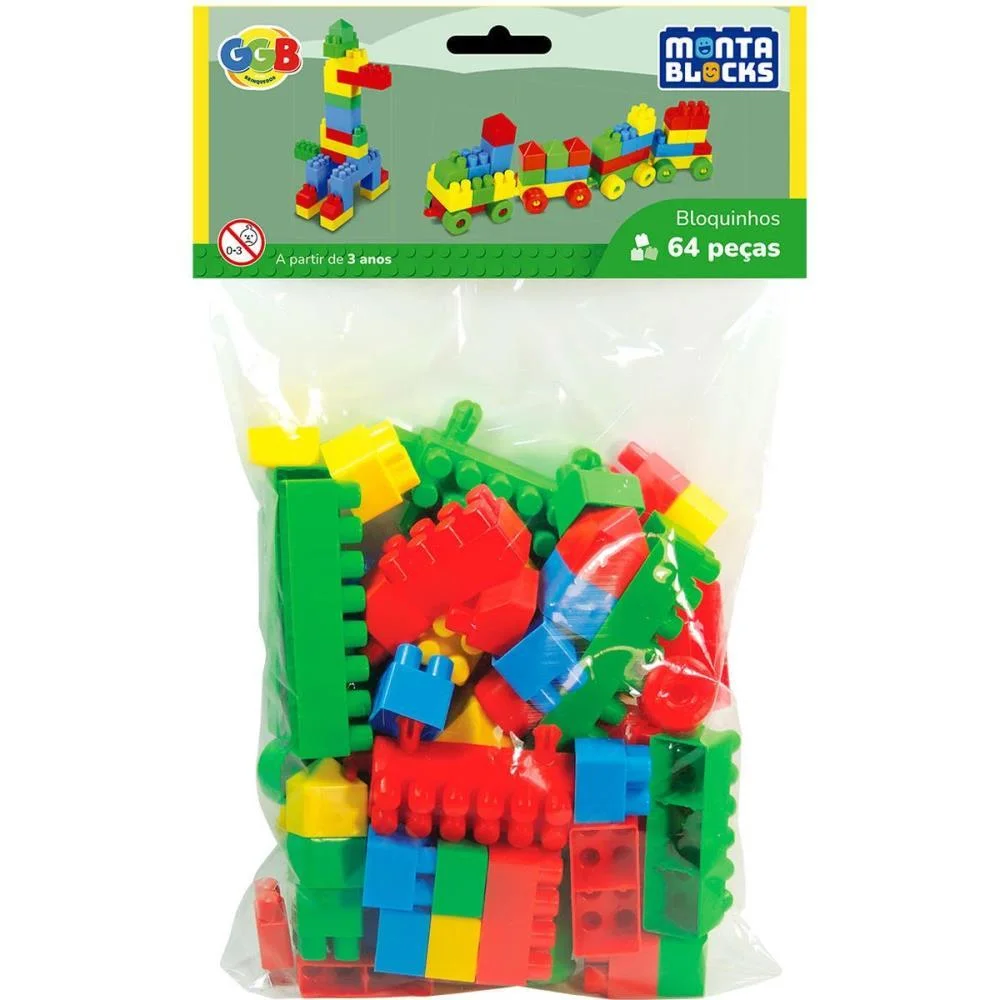Brinquedo Para Montar Bloquinhos 64 Pecas Ggb Plast (Pacote)