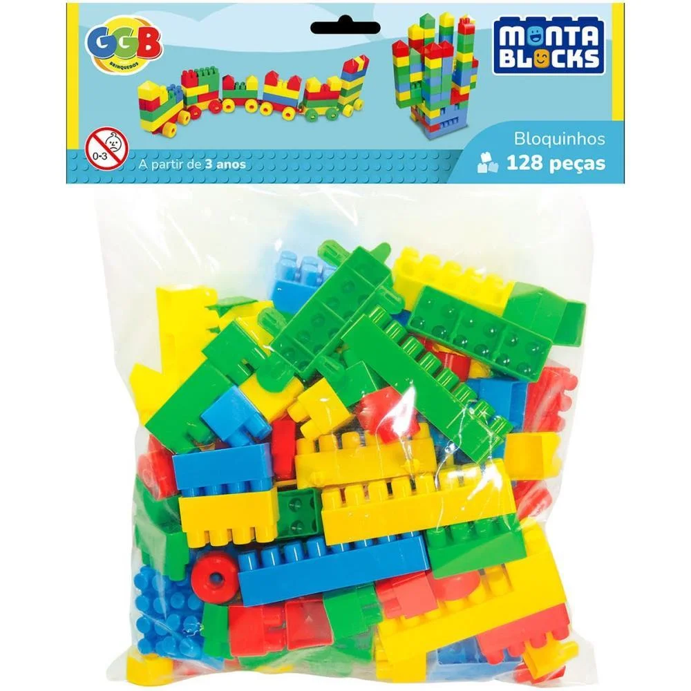 Brinquedo Para Montar Bloquinhos 128 Pecas Ggb Plast (Pacote)