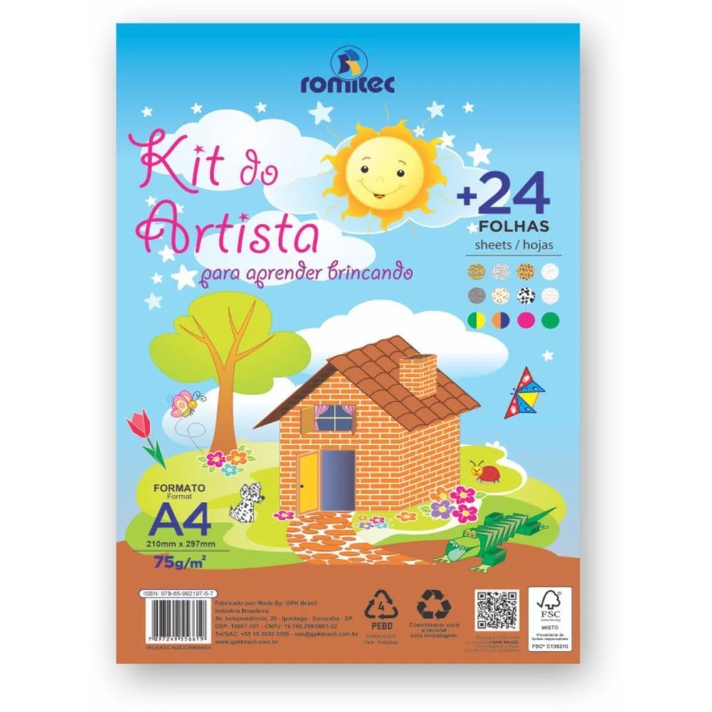 Bloco Para Educacao Artistica Kit Do Artista C/Livro A4 24F Romitec (Unidade)