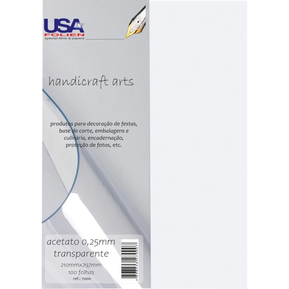 Capa Para Encadernacao A4 Acetato Cristal 0,25Mm Usa Folien (Pct.c/100)