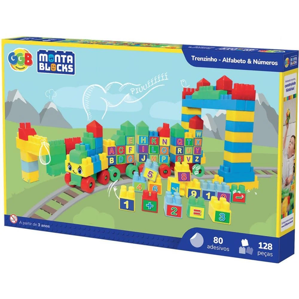 Brinquedo Para Montar Trenzinho/Alfab 128Pcs C/80Ade Ggb Plast (Unidade)