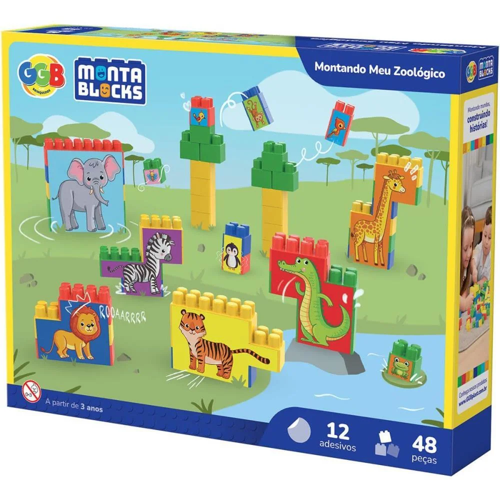 Brinquedo Para Montar Montando Meu Zoologico 48Pcs Ggb Plast (Unidade)