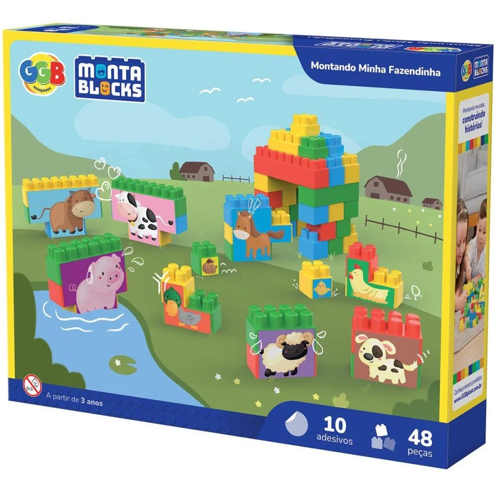 Brinquedo Para Montar Montando Minha Fazendinha 48Pc Ggb Plast (Unidade)