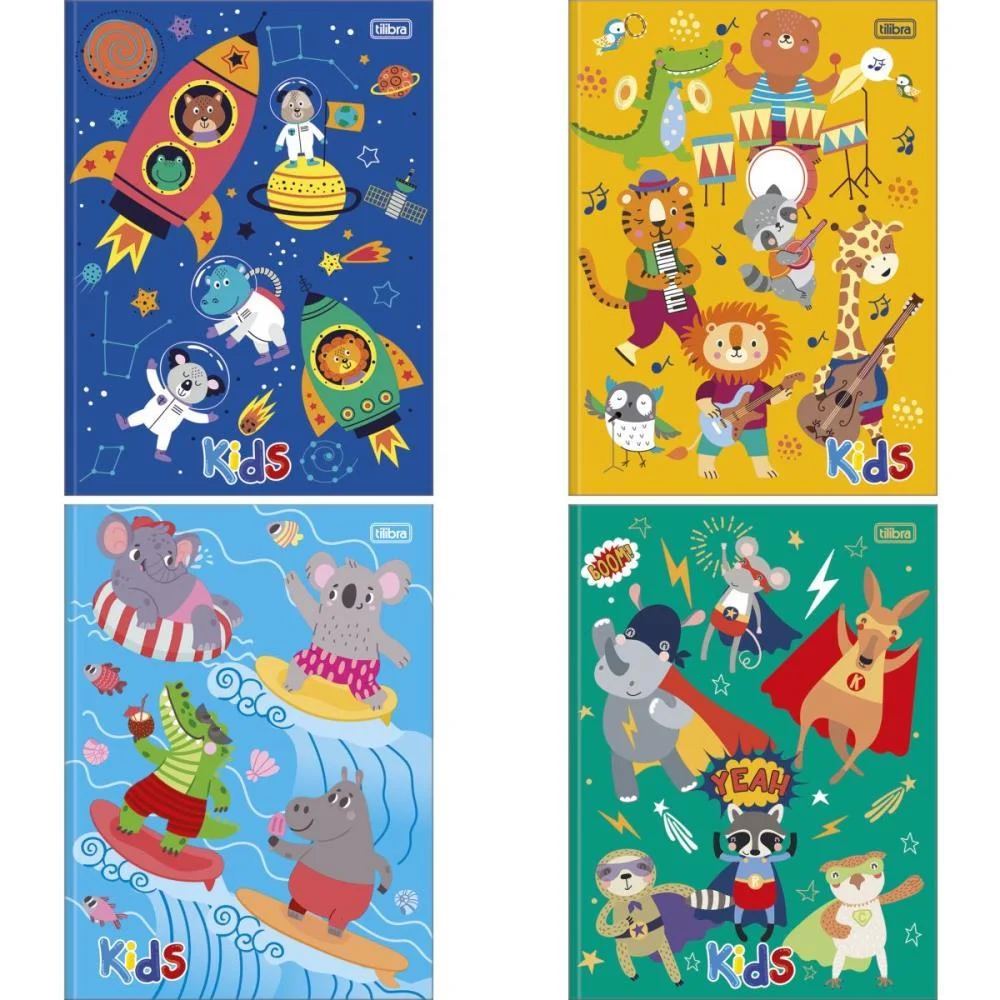 Caderno Brochurao Capa Dura Kids 96Fls. Masculino Tilibra (Pct.c/05)