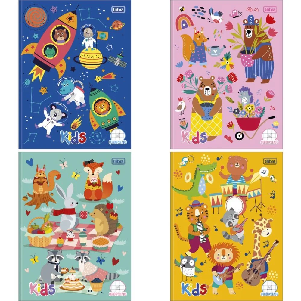 Caderno Quadriculado Univers. Kids 40Fls Cd Masc/Fem 7X7Cm Tilibra (Pct.c/08)