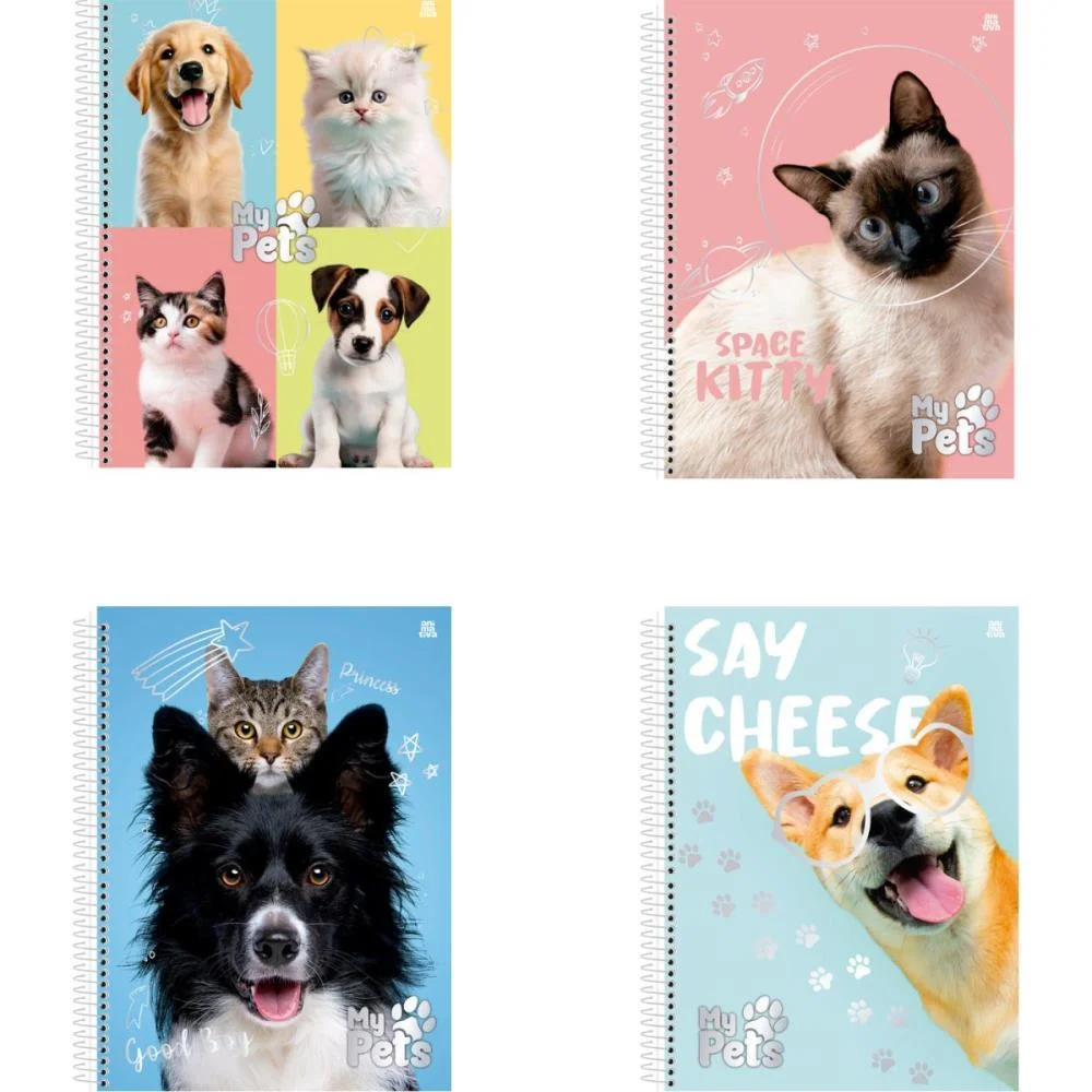 Caderno 10X1 Capa Dura My Pets 160F Animativa (Pct.c/04)