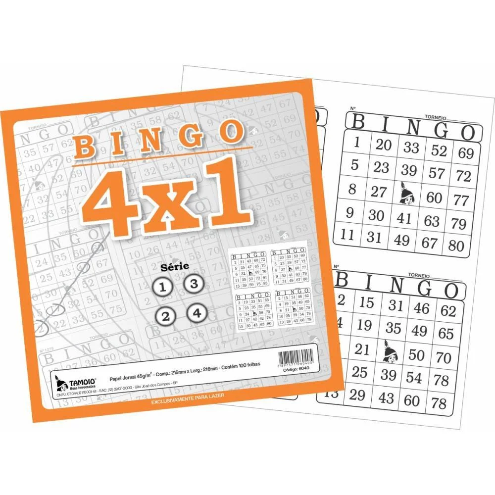 Bloco Para Bingo Bingao Jornal 4X1 100 Folhas Tamoio (Pct.c/06)