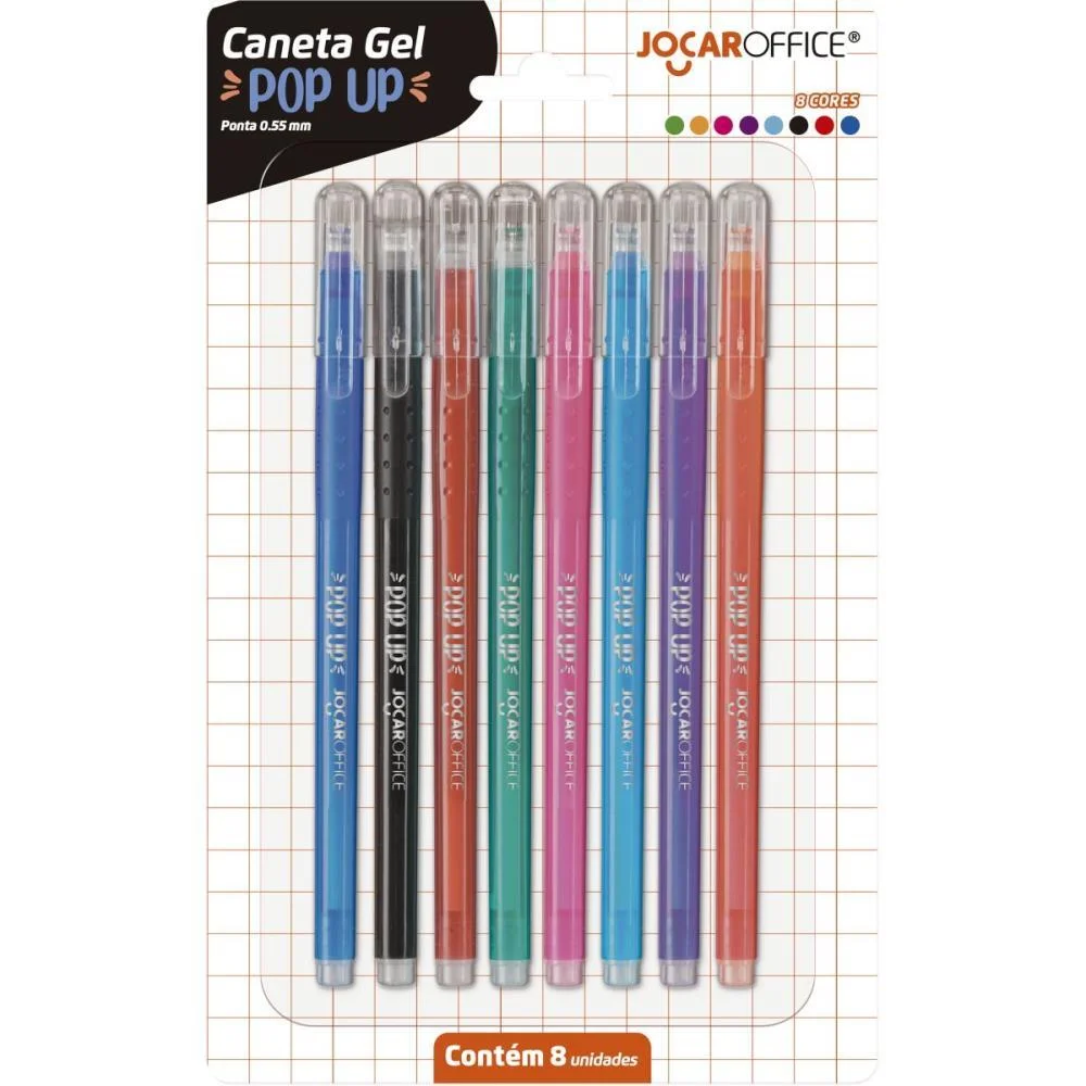 Caneta Gel Pop Up 0.55Mm 8Cores Leonora (Blister)