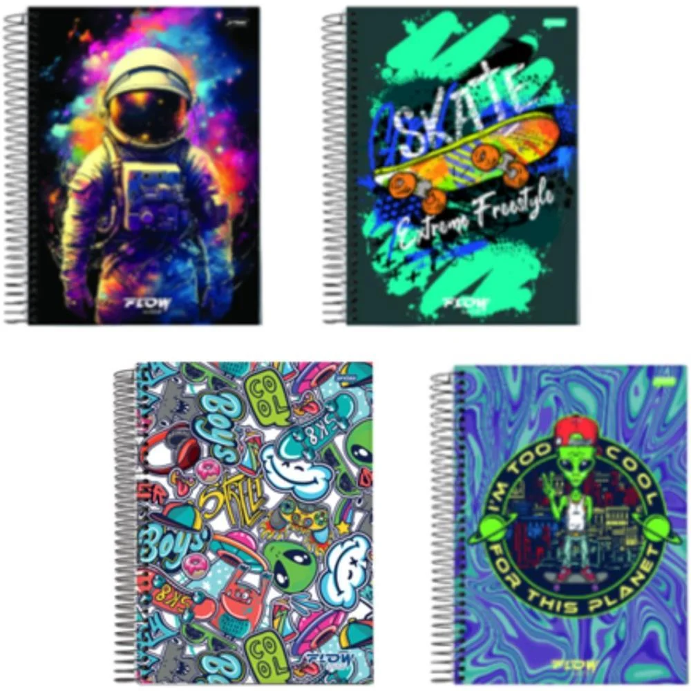 Caderno Espiral 1/4 Capa Dura Flow 80Fls. Jandaia (Pct.c/05)
