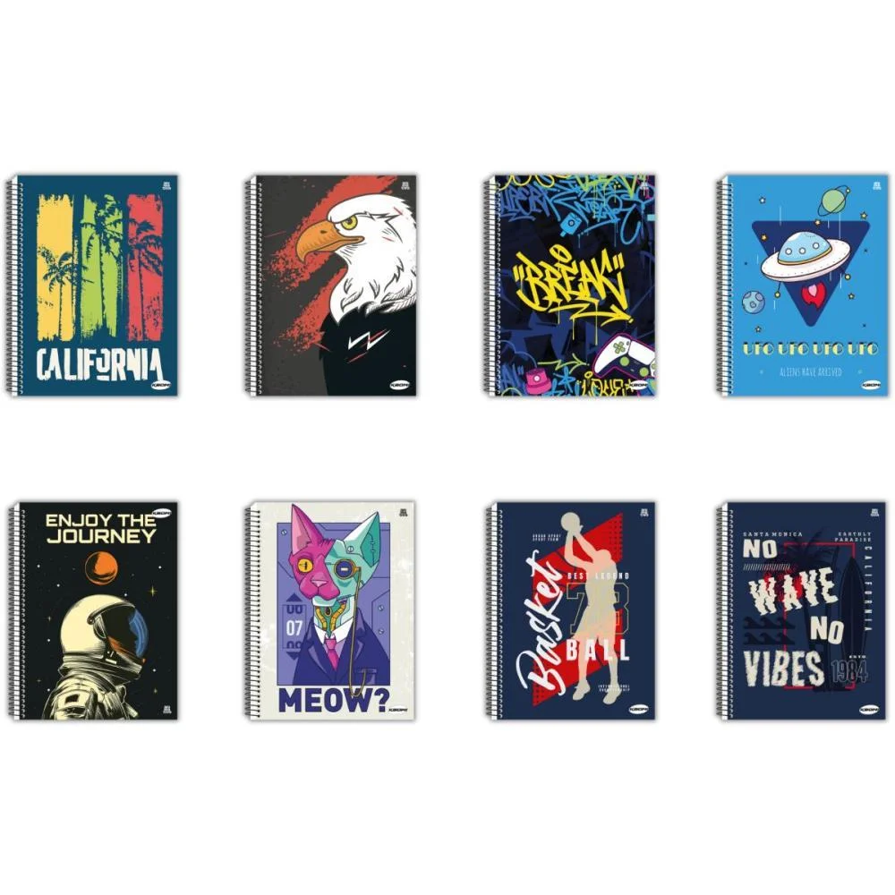 Caderno 15X1 Capa Dura Kbom Masculino 300F Animativa (Pct.c/02)