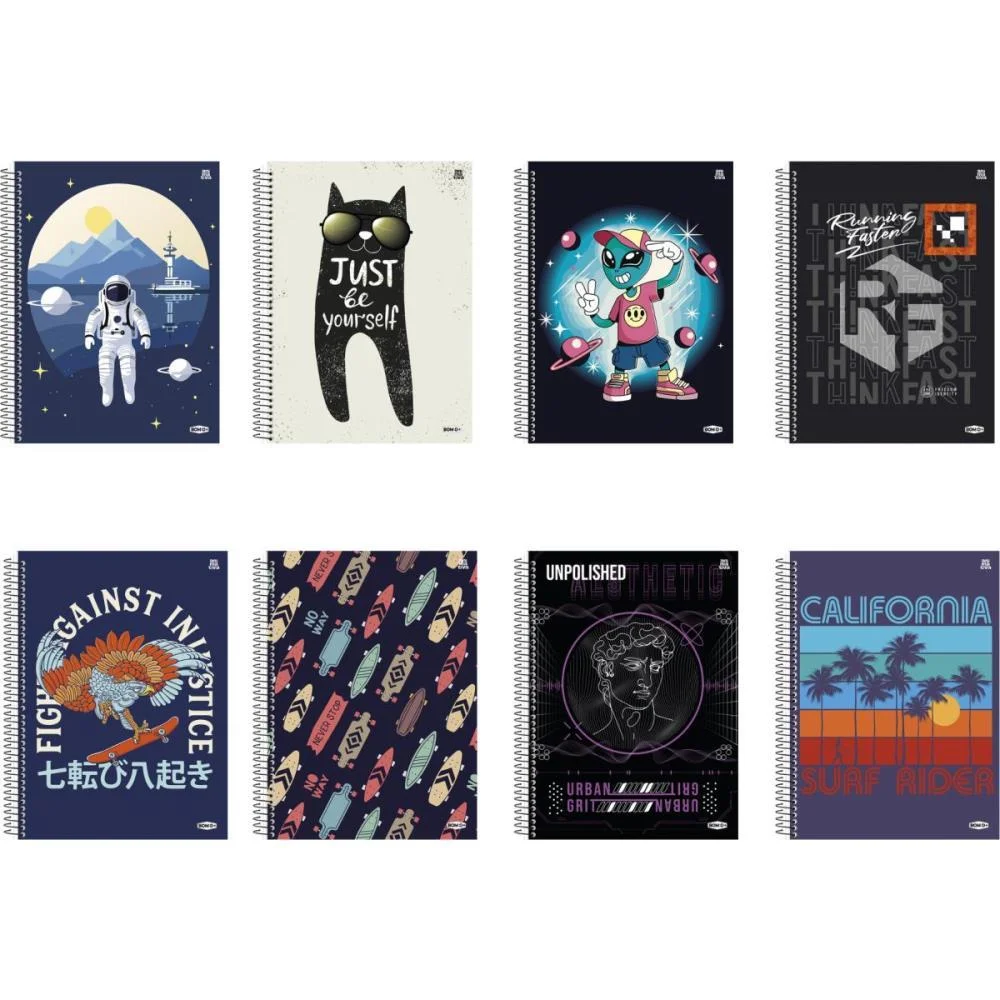 Caderno 20X1 Capa Dura Bom D+ Masculino 320F Animativa (Pct.c/02)