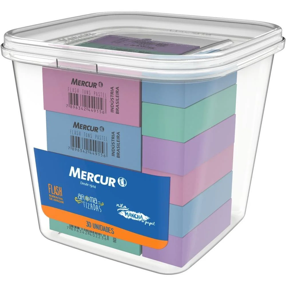 Borracha Colorida Tr Flash Pastel Sortida Mercur (Pote-30)