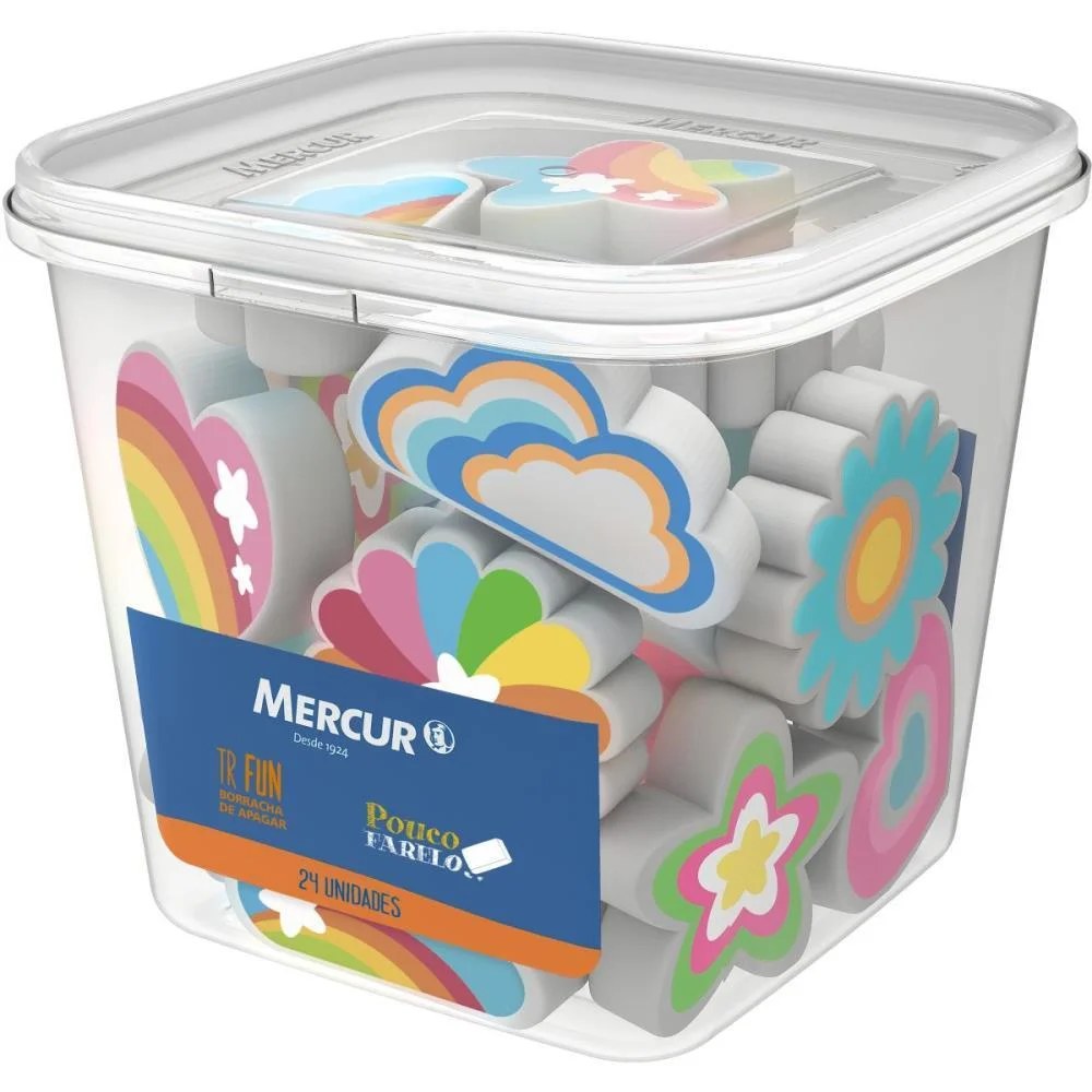 Borracha Decorada Tr Fun Formas Sortidas Mercur (Pote-24)