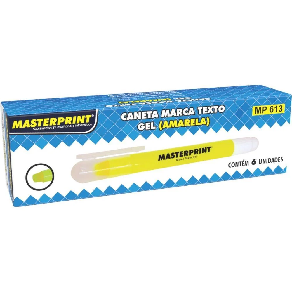 Caneta Marca Texto Gel Mp 613 Amarela Gel Masterprint (Cx.c/06)
