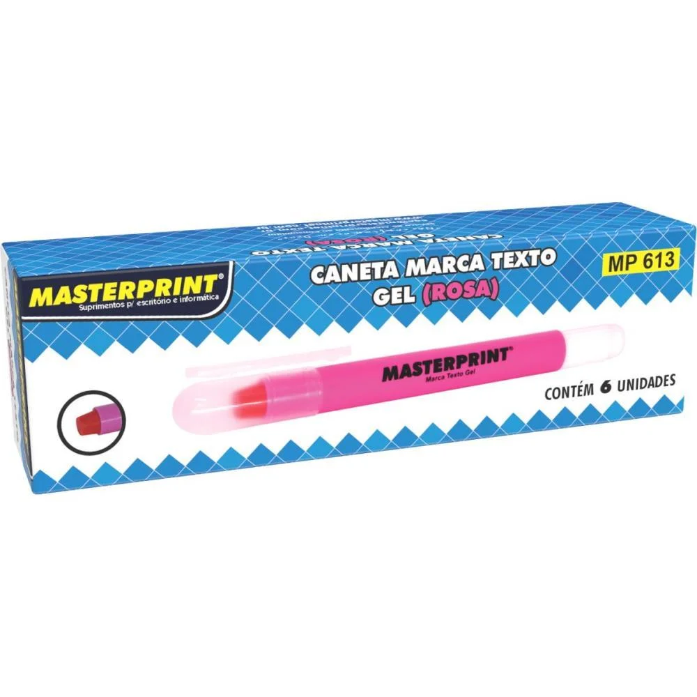 Caneta Marca Texto Gel Mp 613 Rosa Gel Masterprint (Cx.c/06)
