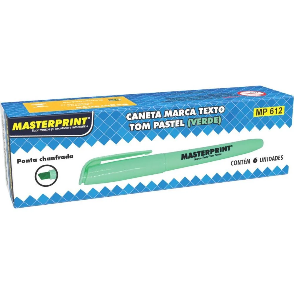 Caneta Marca Texto Mp 612 Pastel Verde Masterprint (Cx.c/06)